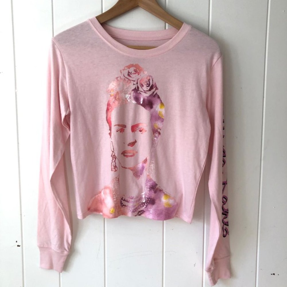 Frida Kahlo Pink Watercolor Graphic T-Shirt - Picture 2 of 6